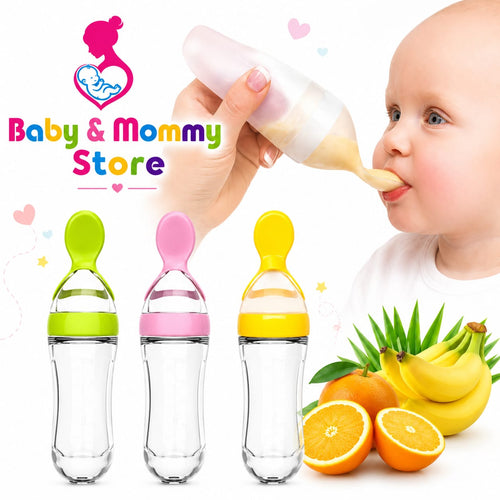 90ml Silicone Baby Spoon Feeder Bottle BPA Free Baby Food Squeeze Spoon Feeder for Rice Cereal Puree and Infant Feeding Pakistan