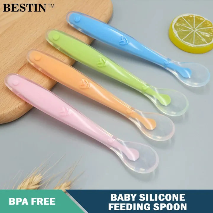 Baby Silicone Feeding Spoon BPA Free Soft Infant Spoon for Newborn and Baby Feeding Pakistan