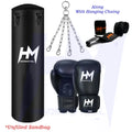 Boxing bag set with gloves hand wraps and chain hanging punching bag 3ft 4ft for fitness training