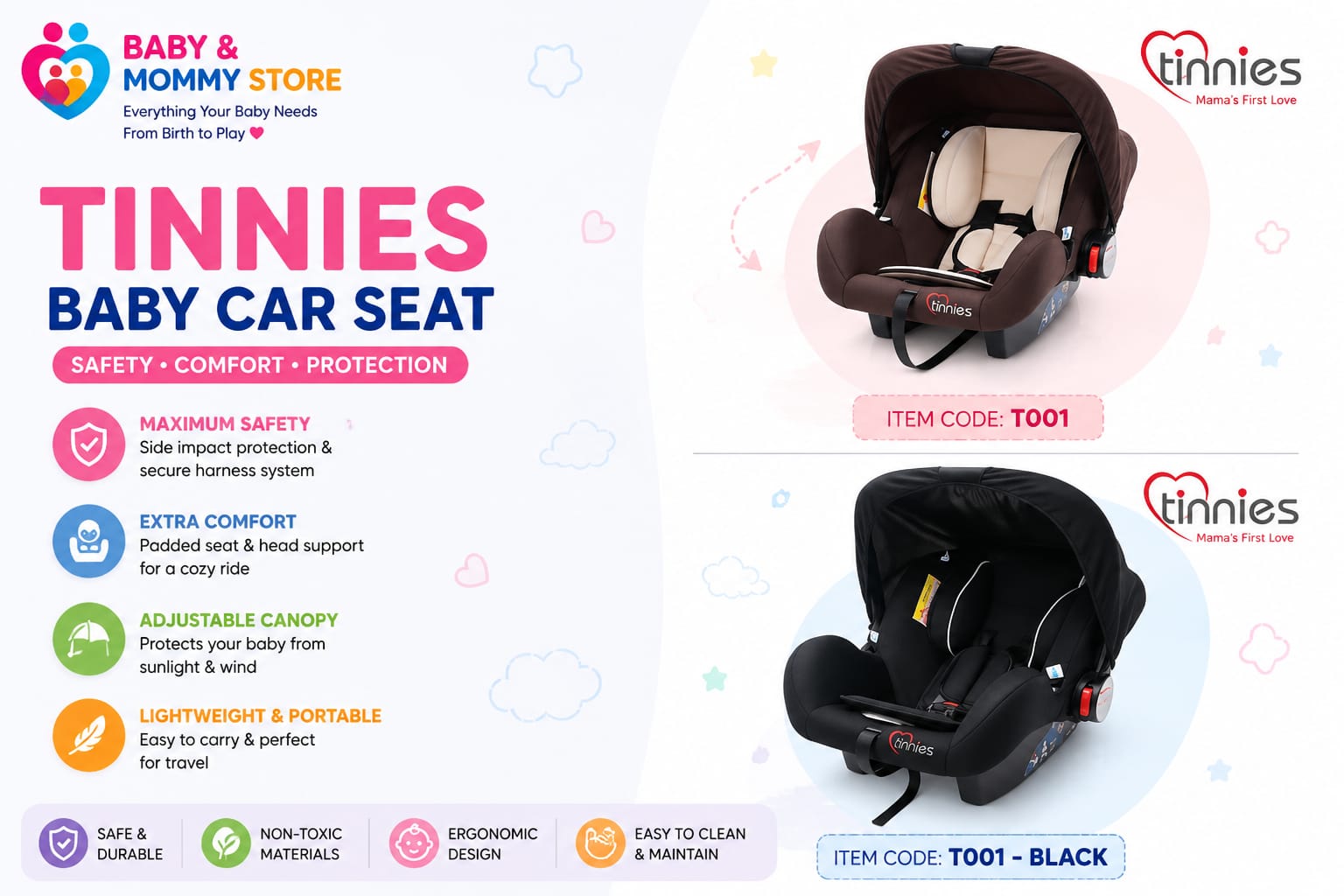 Grey Baby Carrier Car Seat with Canopy Infant Rocker for 0 to 18 Months Pakistan