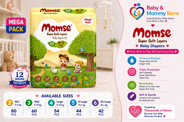 MOMSE Baby Diaper JUMBO Pack – Soft & Leak Protection | All Sizes