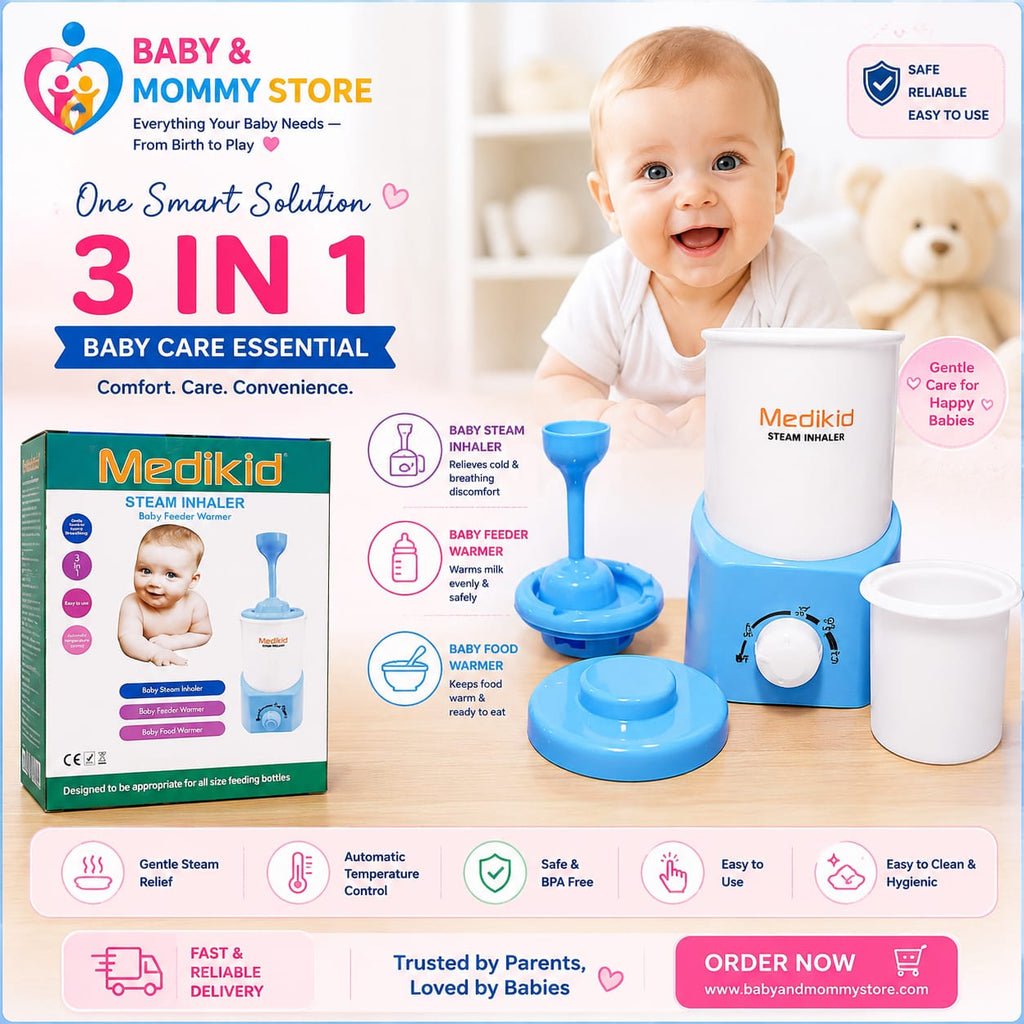 Medikid 3 in 1 Baby Steam Inhaler Bottle Warmer Baby Food Warmer BPA Free Baby Care Essential Pakistan