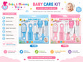 Multi Piece Baby Care Kit with Hair Brush Comb Nail Clippers Thermometer and Grooming Accessories for Newborn Babies Pakistan