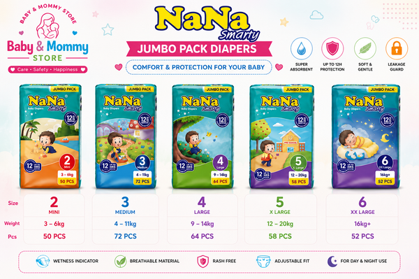 NANA Diaper Jumbo Pack – Soft & Leak Protection | All Sizes