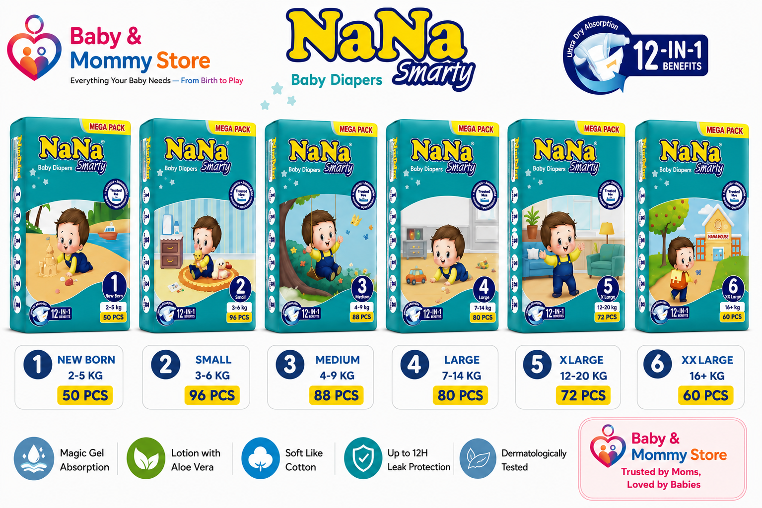 NaNa Smarty Baby Diapers by Baby & Mommy Store