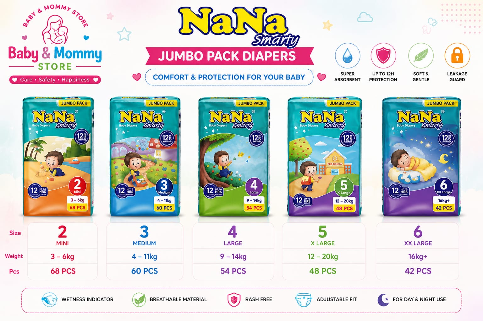 NANA DAIPER JUMBO PACK ALL SIZES