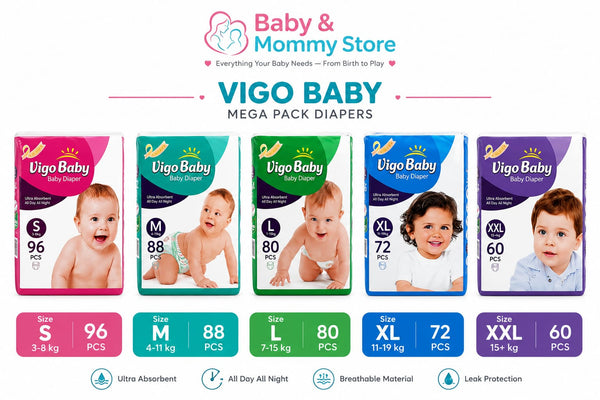 Vigo Baby Diapers mega pack| Soft & Leak Protection Disposable Diapers Pakistan