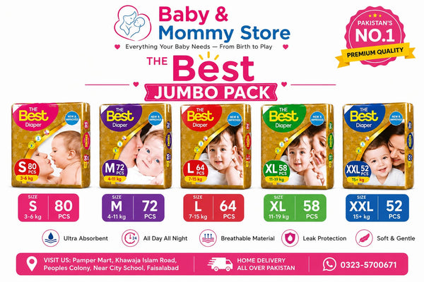 Best Baby Diaper Jumbo Pack | Ultra Soft, Leak-Proof & High Absorbent Disposable Diapers for Newborns & Toddlers (All Sizes S, M, L, XL, XXL)
