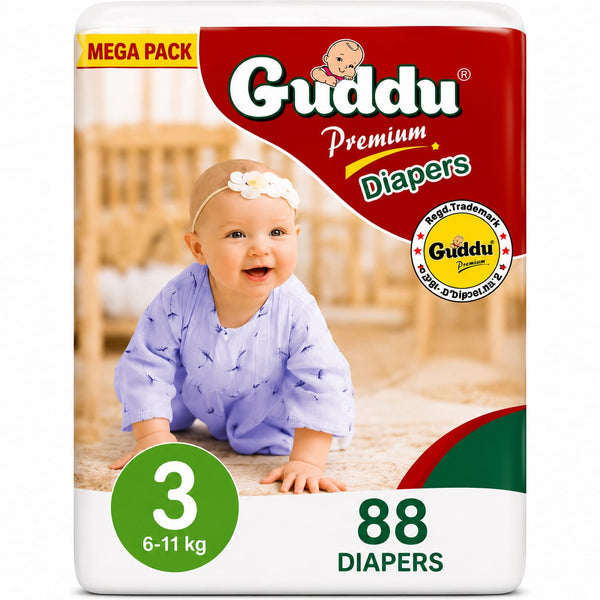 Guddu Baby Diaper Mega Pack – Soft & Leak Protection | All Sizes