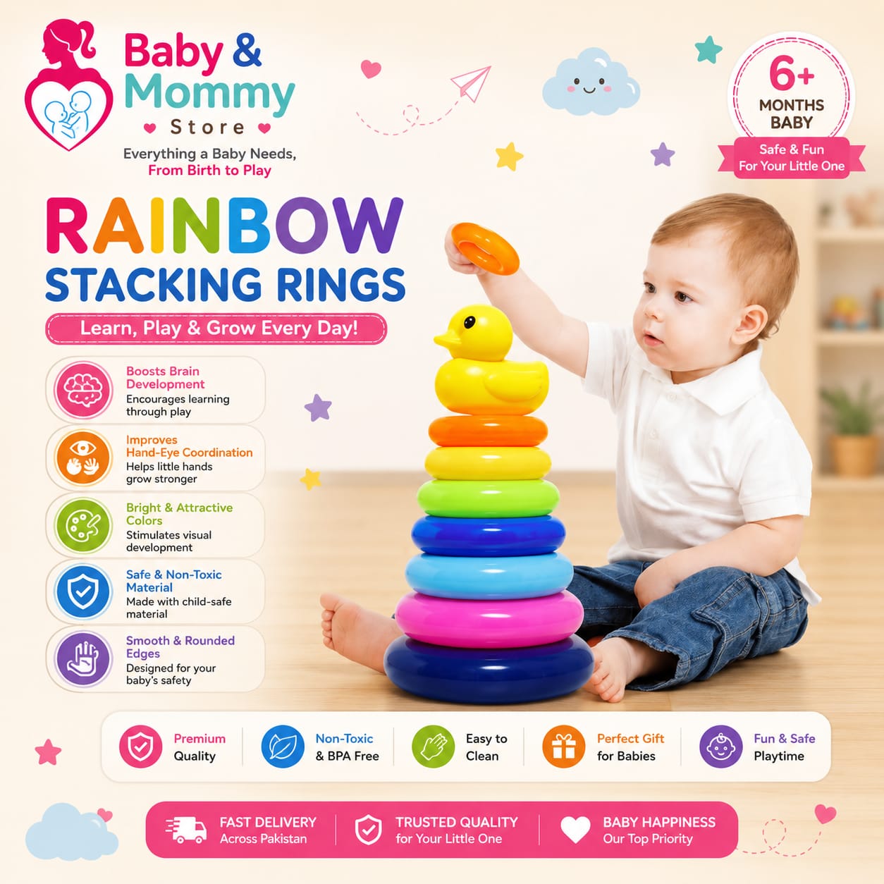 RAIBOW STACKING RINGS TOYS