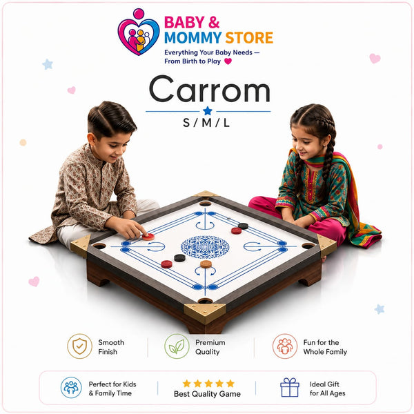Wooden Carrom Board Game with Striker & Coins Set – 25, 31 & 36 Inch